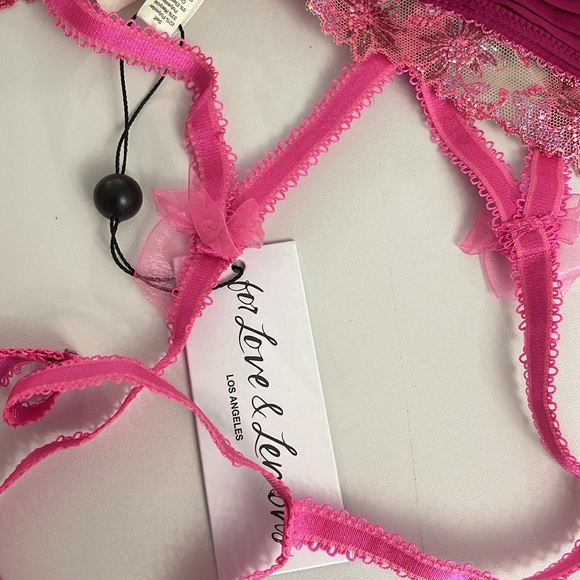 For Love and Lemons Magenta Bra (XL), Thong (L), and Garter (L) Set - Picture 4 of 4